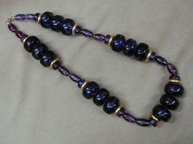 Vintage deep purple lucite statement necklace, 22 inches