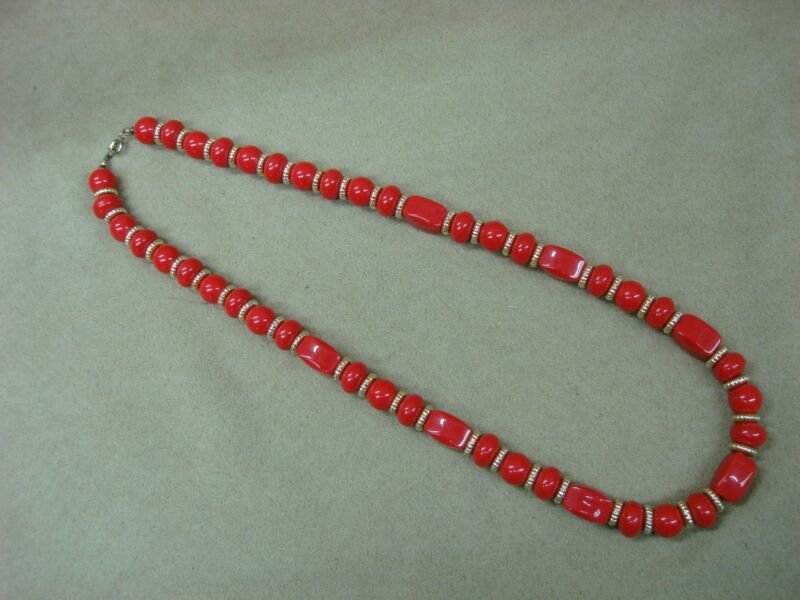 Vintage 1980s red lucite statement necklace