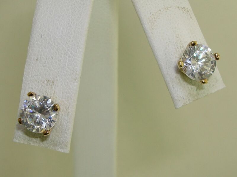 Gold plated sterling silver stud earrings with sparkling cubic zirconia