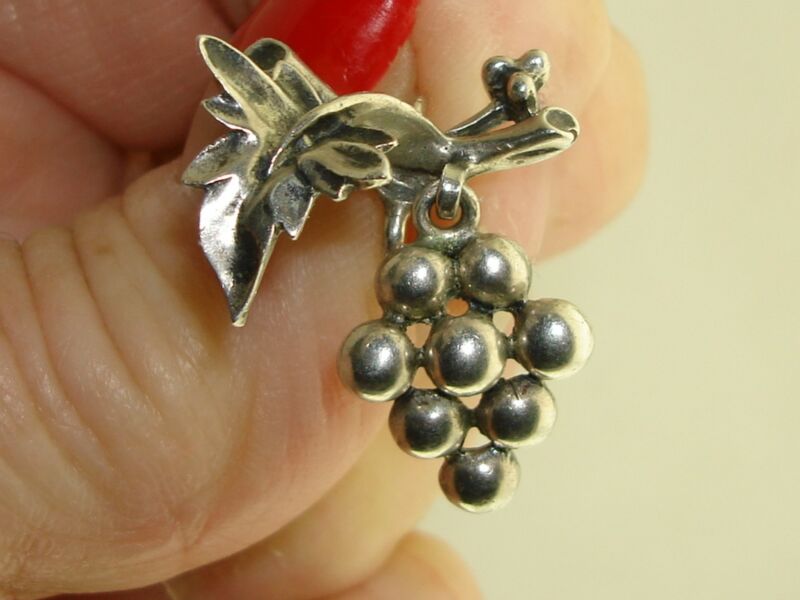 Vintage sterling silver grape cluster pendant on a chain