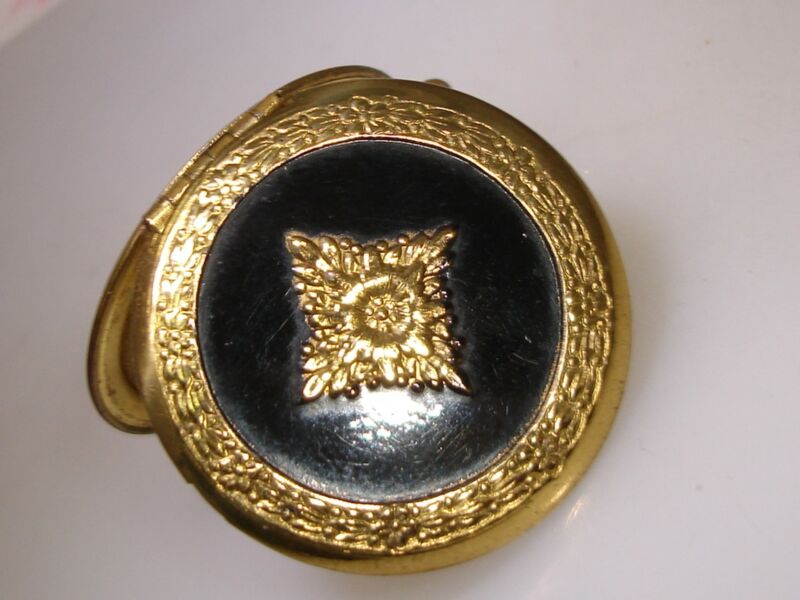 Vintage Art Nouveau Locket | Embossed Black Enamel Picture Holder