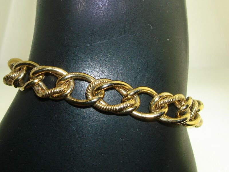 Vintage Monet gold-tone double link charm bracelet