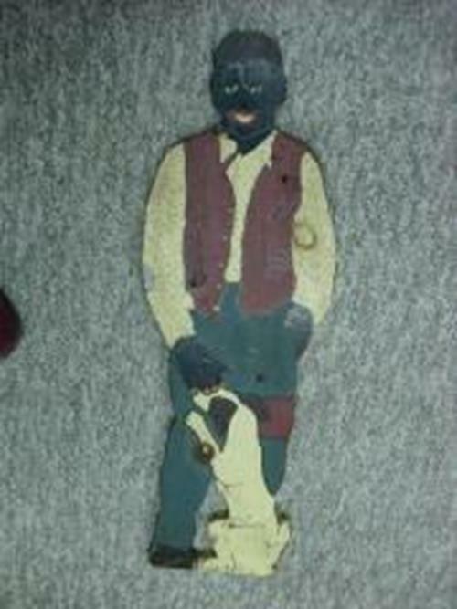 Antique Folk Art Figure – Hand Painted Man & Dog (1920s-30s) – 28″ Rare