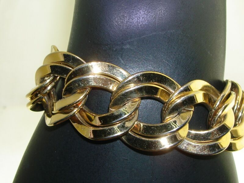 Vintage Monet gold tone double link bracelet, 1970s