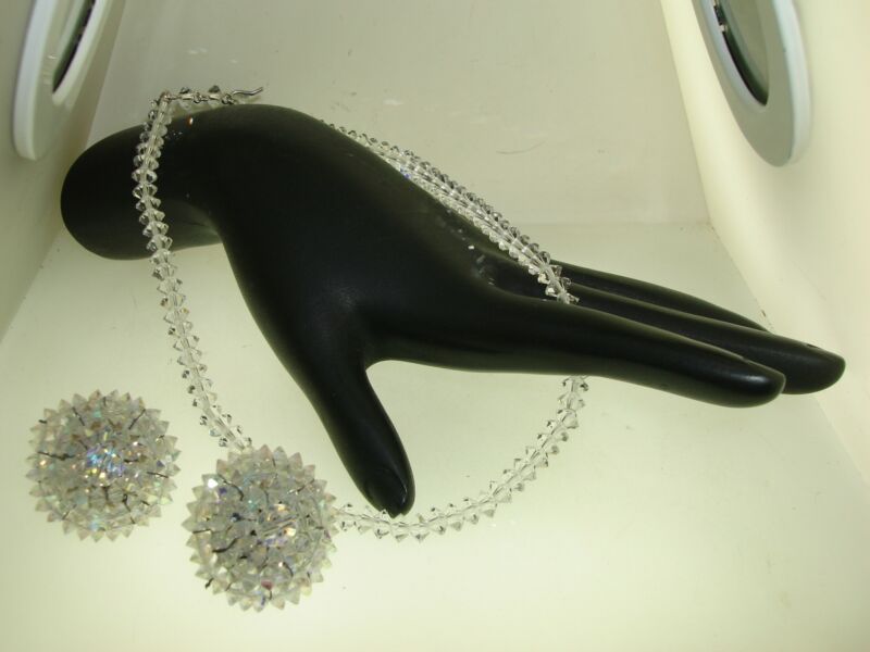 Vintage 1950s Bycon cut glass choker necklace and earrings set