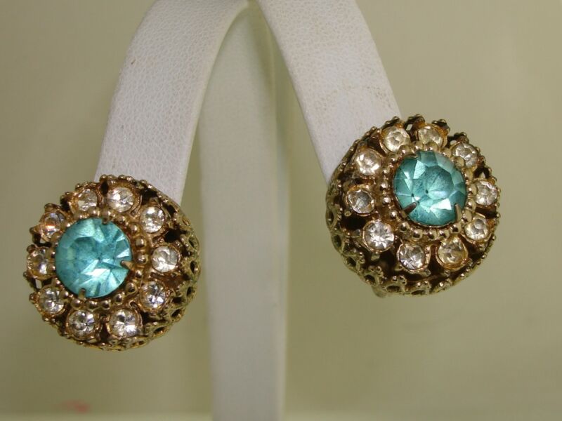 Vintage Coro rhinestone crown earrings