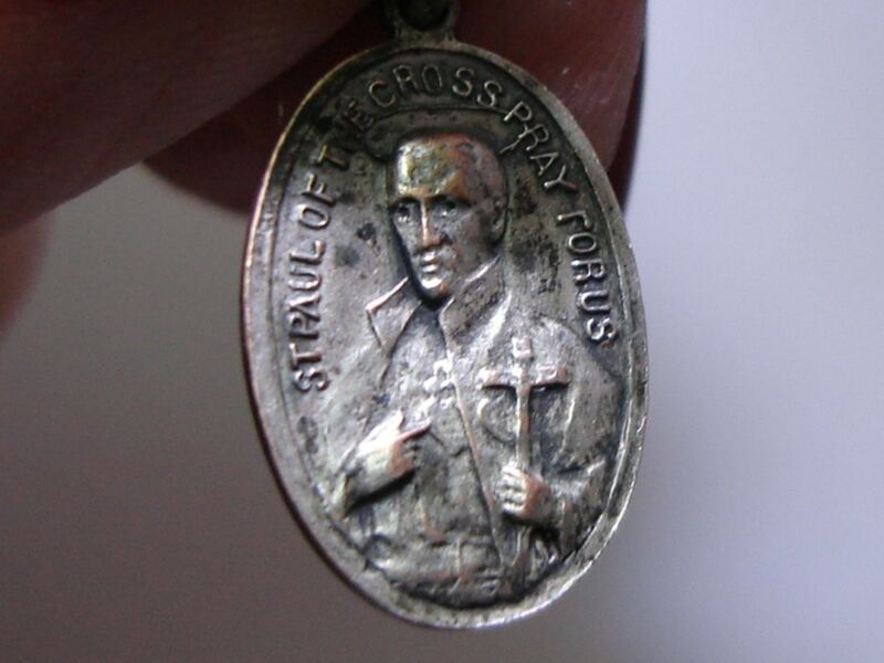 Antique Catholic Medal featuring St. Gabriel and St. Paul of the Cross
