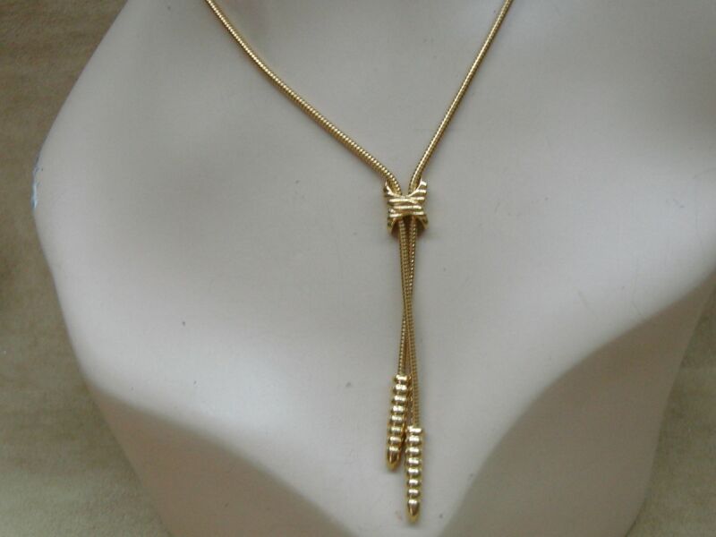 Vintage gold-tone snake chain choker necklace with slide design, signed ARTISTRY TM