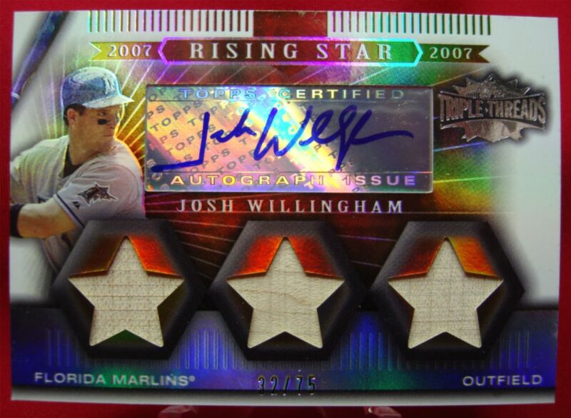 2007 Topps Triple Threads Josh Willingham Autographed Relic Card - Sepia #32/75