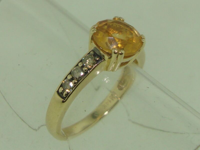 Effy 14K gold citrine and cognac diamond ring, size 4.75