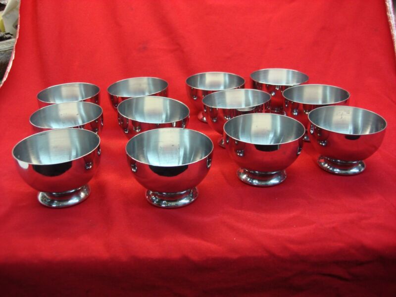 Vintage Chase USA stainless steel and chrome cocktail cups (set of 12) in excellent condition