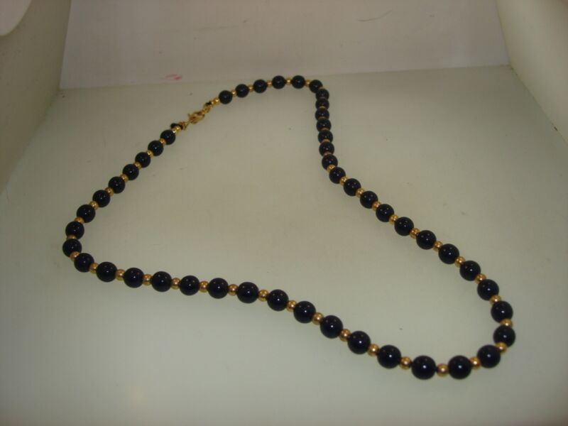 Vintage Monet blue and gold bead choker necklace