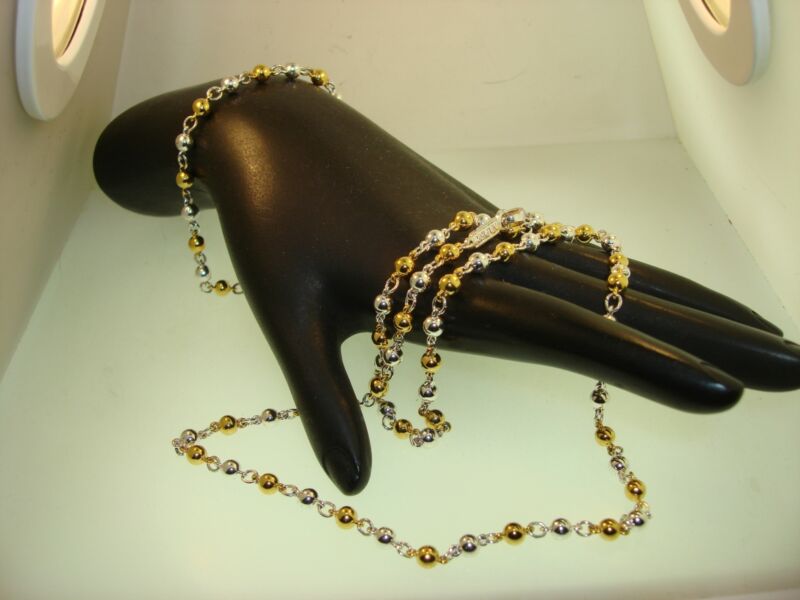 Vintage 1980s Napier silver and gold bead necklace and bracelet set
