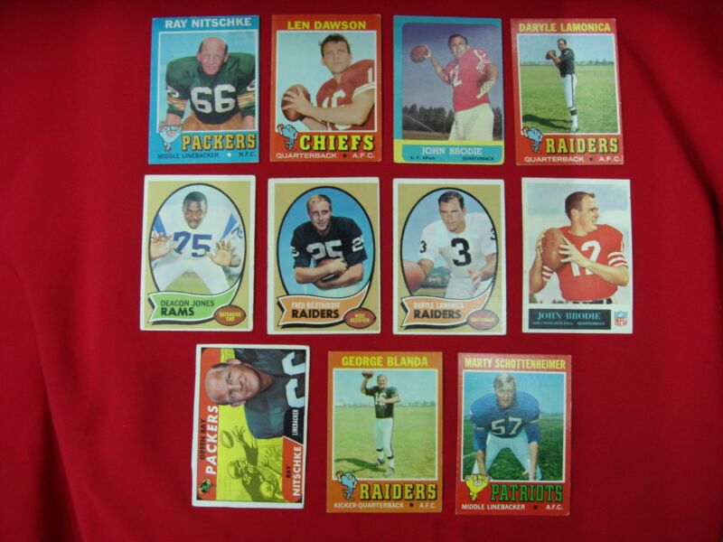 Vintage football card set featuring Deacon Jones, John Brodie, George Blanda and more early stars.