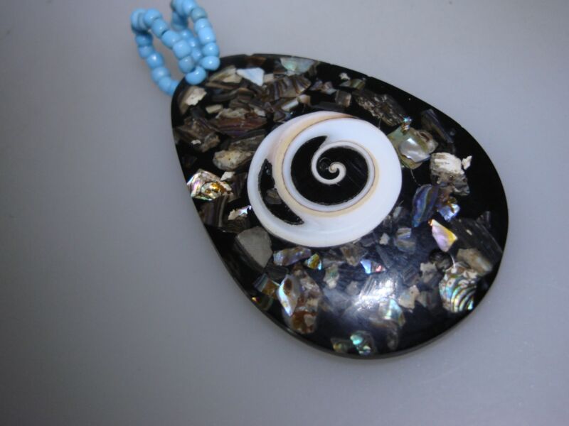 Vintage Abalone Shell Inlay Pendant