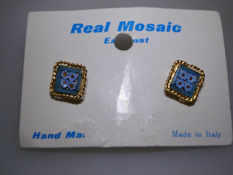 Vintage Italian Mosaic Earrings - New Old Stock