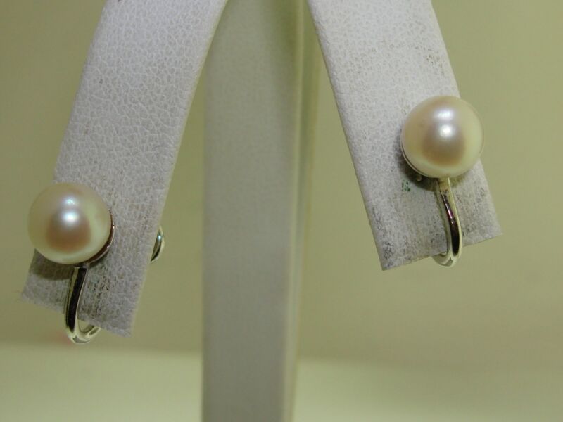 Vintage Van Dell sterling silver and freshwater pearl earrings (1960s)