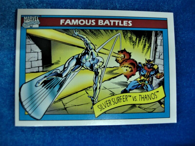 1990 Impel Marvel Universe Silver Surfer vs Thanos Comic Card - NM Condition
