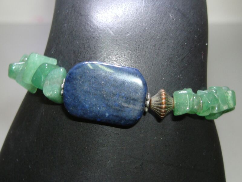 Bold Chunky Lapis Lazuli & Jade Bracelet