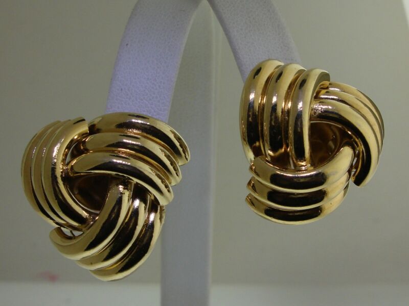 Vintage Trifari gold-tone earrings, 1970s, classic curve design