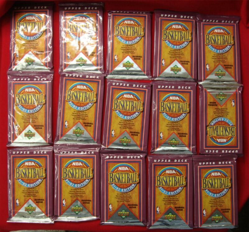 15 pack lot of unopened 1991-92 Upper Deck Basketball foil packs