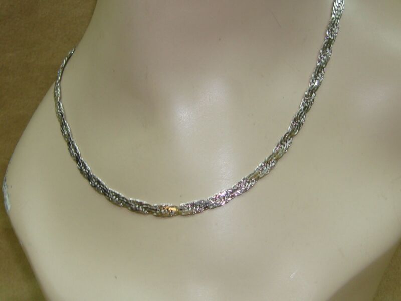 Authentic 1980s Trifari silver braided necklace