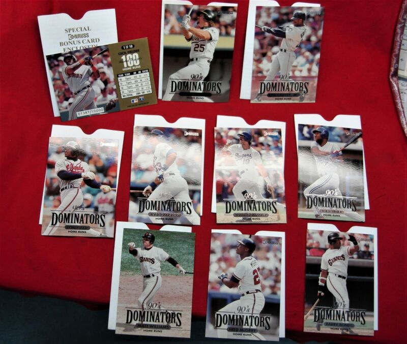 1990 Donruss Dominators Series 1 Home Run Card Set - 10 Cards