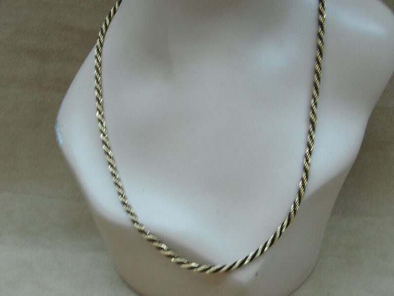 Vintage Trifari Crown Necklace, Gold & Black Braid Chain