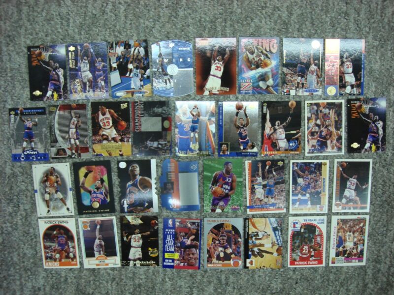 Collection of 33 Patrick Ewing basketball cards
