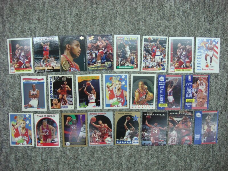 Charles Barkley basketball card lot featuring Sixers, Team USA, and premium inserts