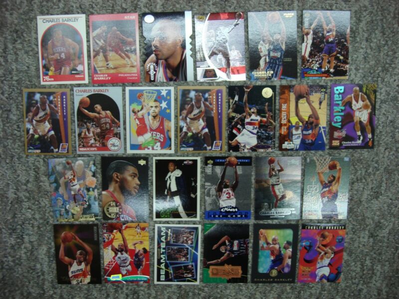 24 rare Charles Barkley basketball cards, including premiums, inserts, die-cuts and a Beam Team card