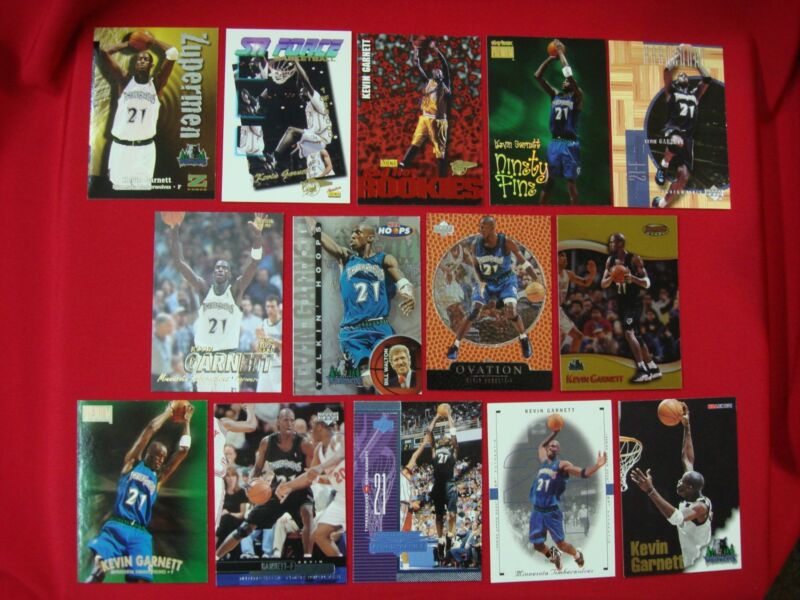 Collection of 14 Kevin Garnett basketball cards
