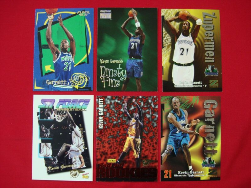 Kevin Garnett Rookie & Premium Basketball Card Lot (6 Cards) - Timberwolves