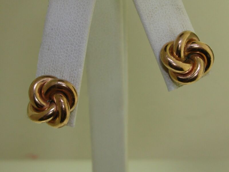 Vintage rose gold filled knot earrings, circa 1940s-50s
