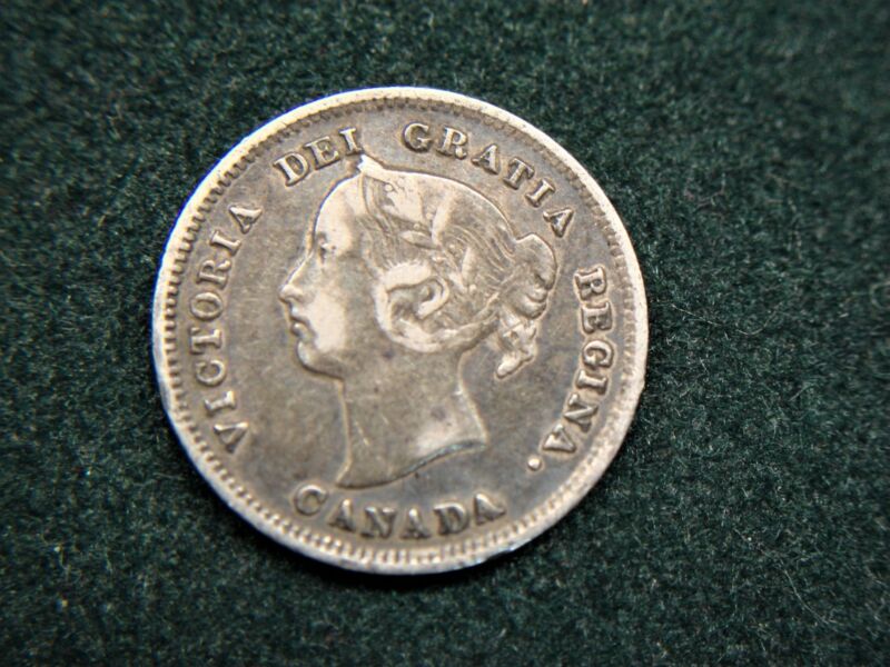 1888 Queen Victoria 5 Cent Canada Silver Coin