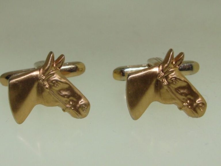 Vintage gold-tone horse head cufflinks