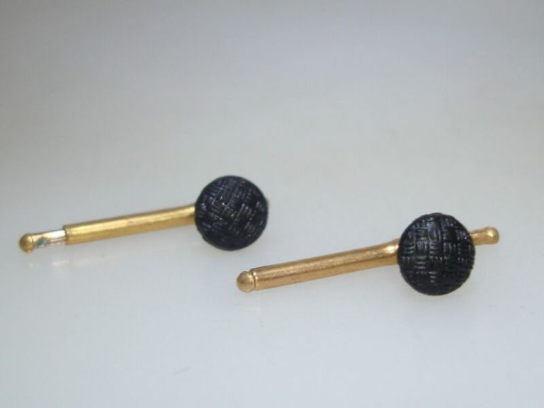 Vintage gold-filled shirt studs with carved black tourmaline gemstones