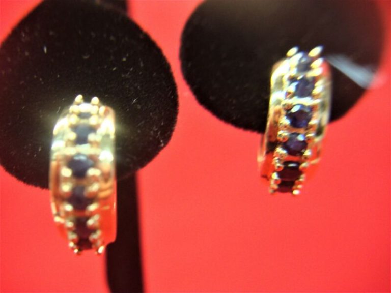 Sterling Silver & Gold Vermeil Blue Topaz Hinged Hoop Earrings - Pre-Owned