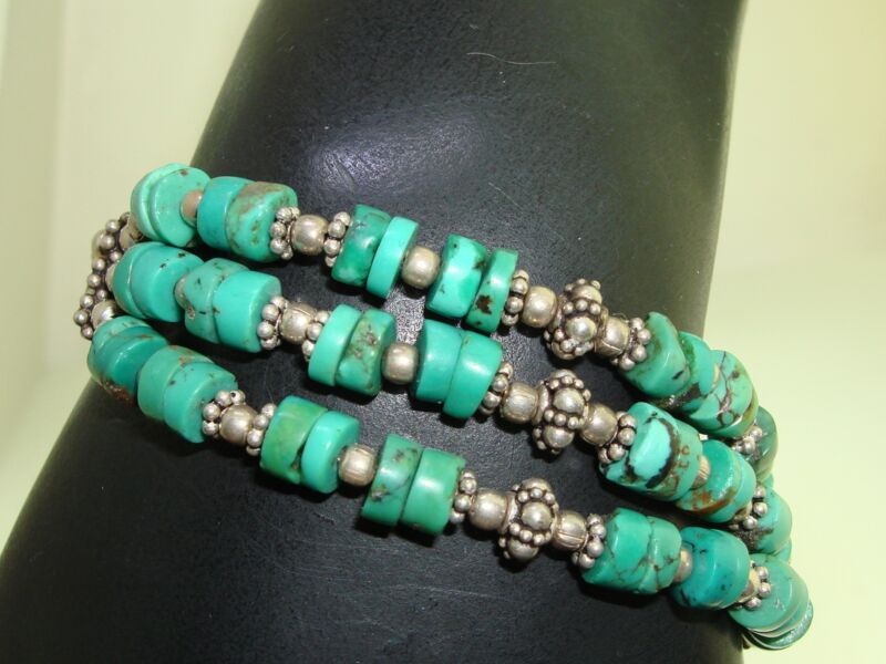 Vintage silver lapis lazuli and turquoise bracelet, estate find