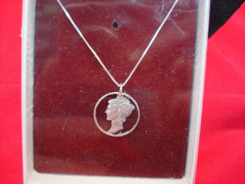 Vintage Mercury Dime Pendant in Sterling Silver with a Unique Cut-Out Design