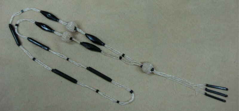 Art Deco Black & Clear Seed Bead Necklace - Vintage 1920s Flapper Style