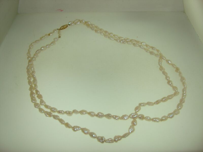 Vintage 14K gold double-strand pearl necklace, 1980s