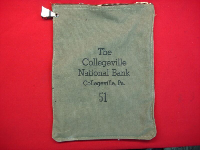 Vintage College National Bank deposit bag made of heavy cotton canvas
