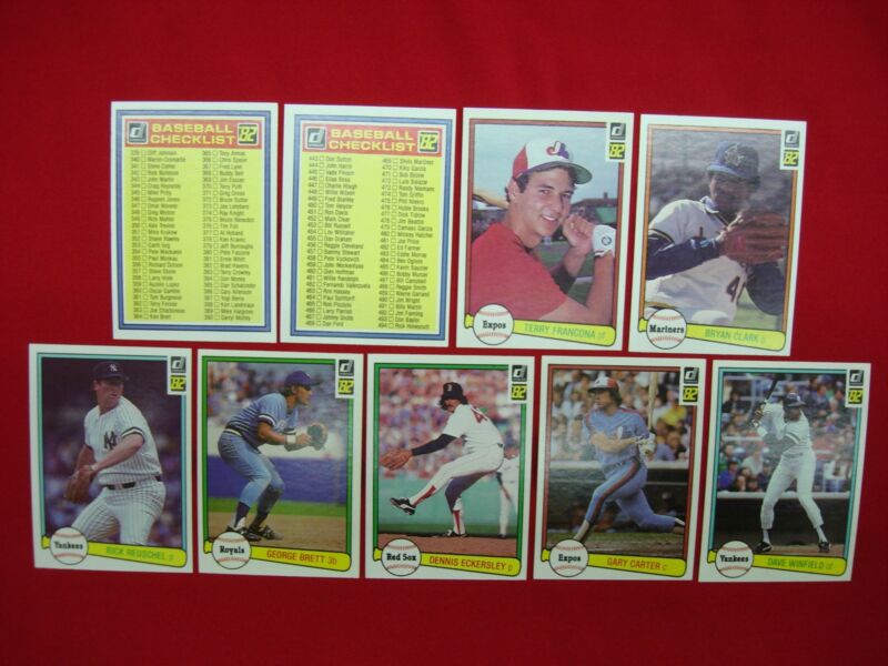 1982 Donruss Baseball Card Lot with Francona and Clark Rookie Cards