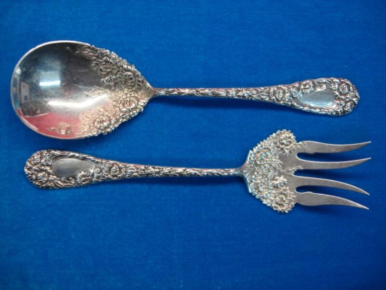 Antique Durgin Sterling Silver Chrysanthemum Serving Set – 1893 Pattern