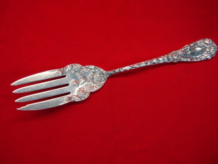 Antique William B. Durgin Sterling Silver Chrysanthemum Cold Meat Fork - Extra Fancy Pattern