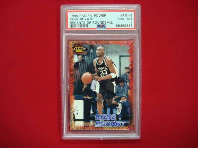 PSA 8 NM-MT graded Kobe Bryant 1996 Pacific Power Regents of Round Ball #PP-6 trading card