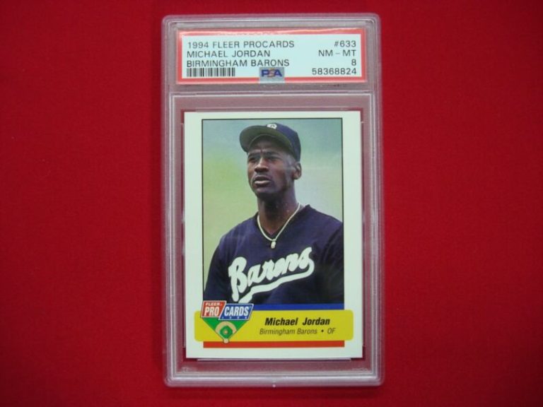 PSA NM-MT 8 graded 1994 Fleer ProCards Michael Jordan Birmingham Barons Baseball Card #633