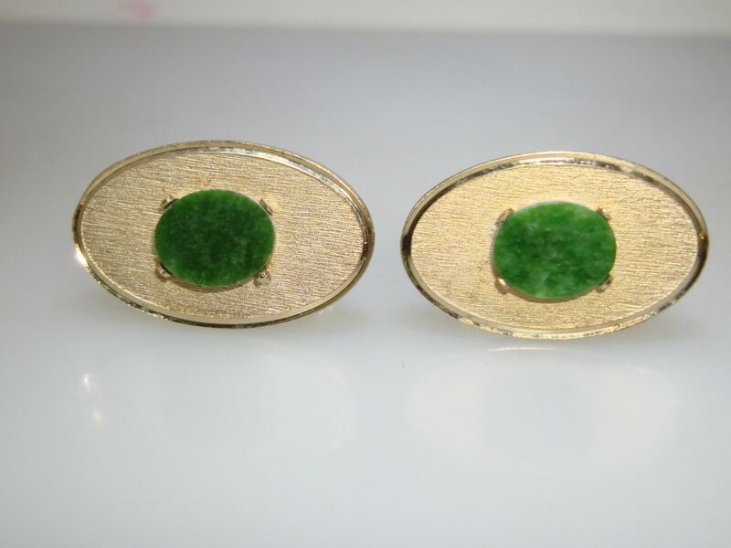 Vintage Dante gold-tone cufflinks with genuine jade