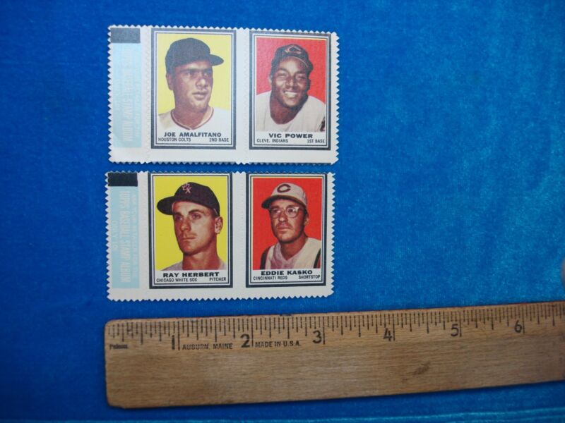 1962 Topps Stamp Panels featuring Amalfitano, Power, Herbert, and Kasko in excellent condition.